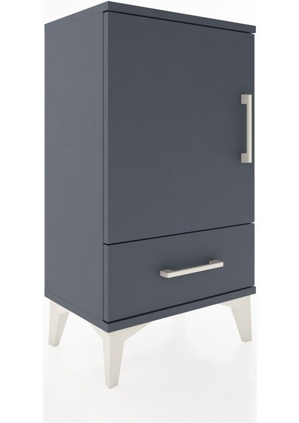 Arges Komodin 2 Raflı Tek Çekmeceli Tek Kapaklı 44X30X80 Antrasit-Antrasit fırsatları