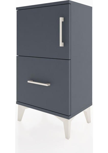 Arges Komodin 2 Raflı Tek Çekmeceli Tek Kapaklı 44X30X80 Antrasit-Antrasit indirimleri