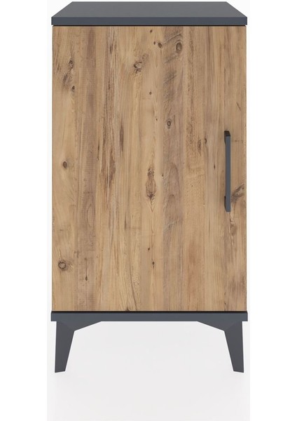 Arges Komodin 2 Raflı Tek Kapaklı 44X30X80 Antrasit-Çam