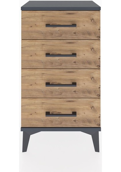 Arges Komodin 2 Raflı Tek Kapaklı 44X30X80 Antrasit-Çam fiyatları