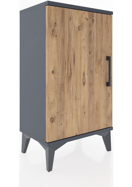 Arges Komodin 2 Raflı Tek Kapaklı 44X30X80 Antrasit-Çam modelleri