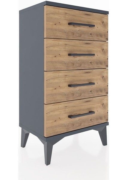 Arges Komodin 2 Raflı Tek Kapaklı 44X30X80 Antrasit-Çam fırsatları