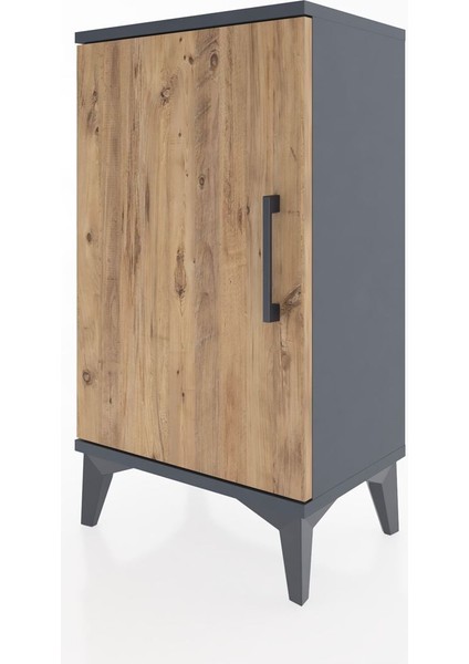 Arges Komodin 2 Raflı Tek Kapaklı 44X30X80 Antrasit-Çam indirimleri