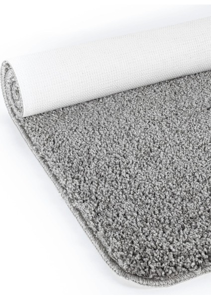Yıkanabilir, Kaymaz Tabanlı, Şık Gri Shaggy Yolluk Halı