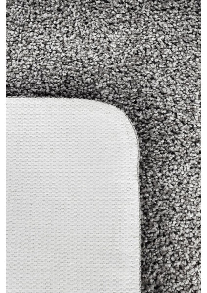 Yıkanabilir, Kaymaz Tabanlı, Şık Gri Shaggy Yolluk Halı