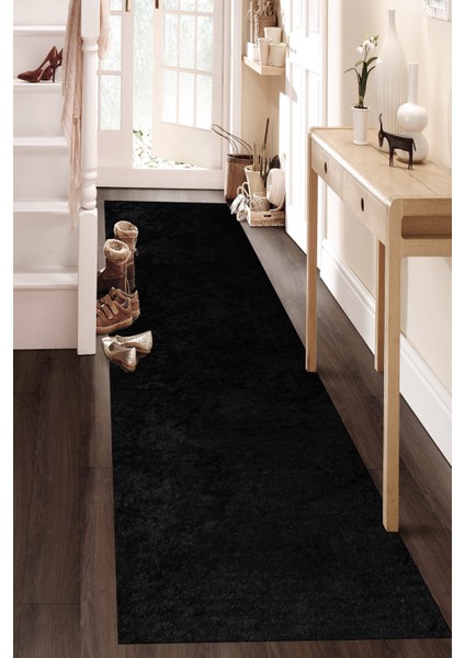 Yıkanabilir Renkli Dijital Kaymaz Modern Mutfak ve Salon Halısı Siyah Düz modelleri