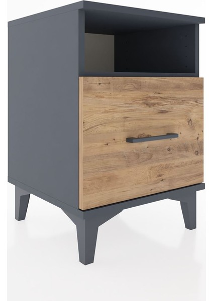 Hyperion Komodin Tek Raflı Tek Çekmeceli 44X44X64 Antrasit-Çam fiyatları