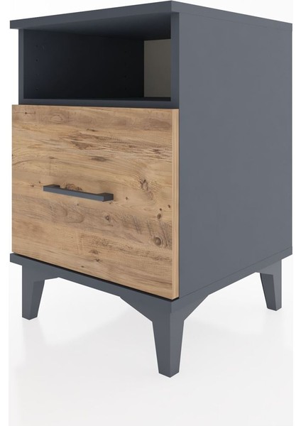 Hyperion Komodin Tek Raflı Tek Çekmeceli 44X44X64 Antrasit-Çam modelleri