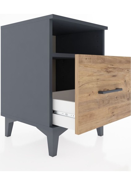 Hyperion Komodin Tek Raflı Tek Çekmeceli 44X44X64 Antrasit-Çam fırsatları