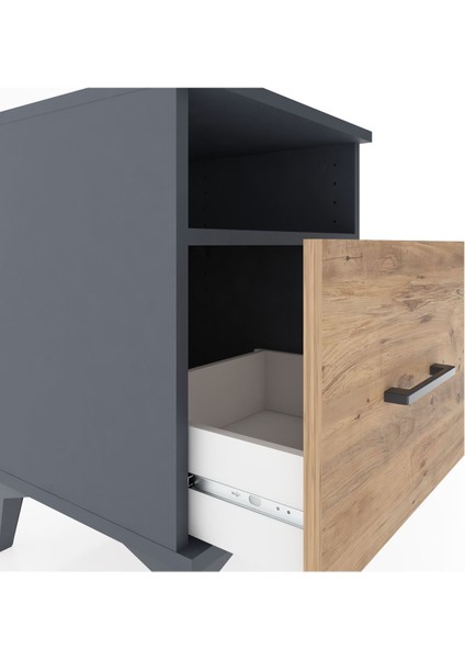 Hyperion Komodin Tek Raflı Tek Çekmeceli 44X44X64 Antrasit-Çam indirimleri