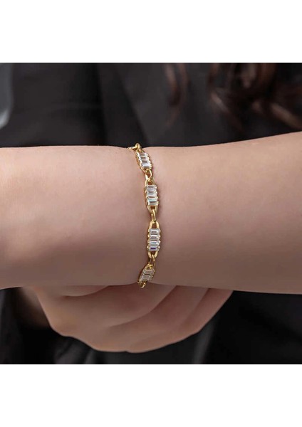 Gümüş Gold Baget Taşlı Kadın Bileklik fiyatları