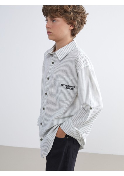 Yeni Sezon Çizgili Erkek Çocuk Gömlek