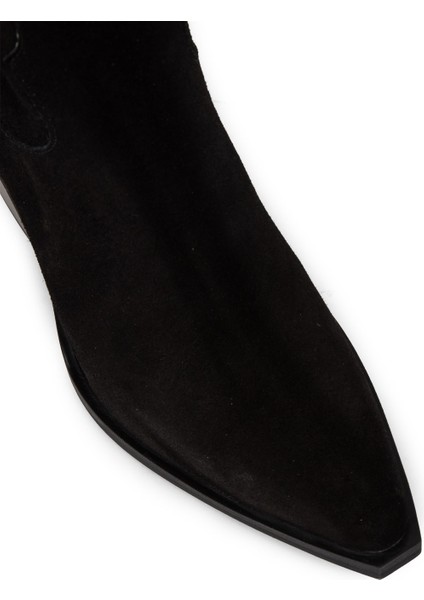 Kadın Hakiki Süet Siyah Western Çizme - Z1614ZSYHC01 fırsatları