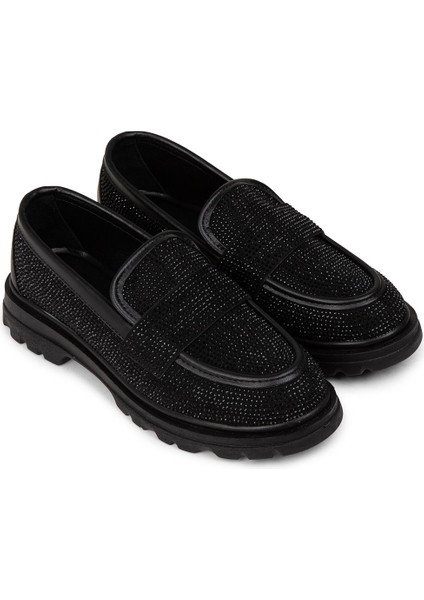 Kadın Siyah Taşlı Loafer Ayakkabı - KA515ZSYHE01 fırsatları