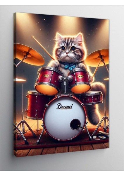 Kanvas Tablo Ayda Bateri Çalan Astronot 70 x 100 CNVSDKEY-126054-70-100