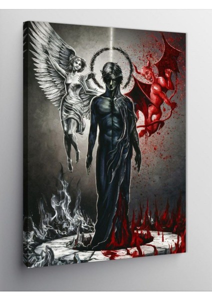Kanvas Tablo Melek ve Şeytan Bağırmasın'da 50 x 70 CNVSDKEY-125833-50-70