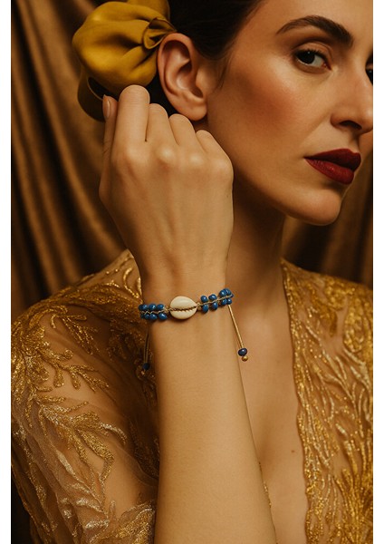El Yapımı Deniz Kabuğu Detaylı Mavi Boncuklu Bileklik fırsatları