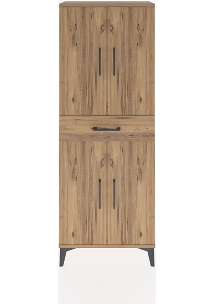 Arges Dolap 3 Raflı Tek Çekmeceli 4 Kapaklı 60X30X163 Çam-Çam