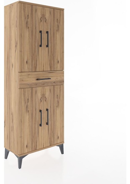 Arges Dolap 3 Raflı Tek Çekmeceli 4 Kapaklı 60X30X163 Çam-Çam fiyatları