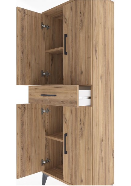 Arges Dolap 3 Raflı Tek Çekmeceli 4 Kapaklı 60X30X163 Çam-Çam indirimleri