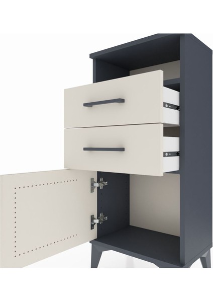 Arges Komodin Tek Raflı 2 Çekmeceli Tek Kapaklı 44X30X96 Antrasit-Aytaşı indirimleri