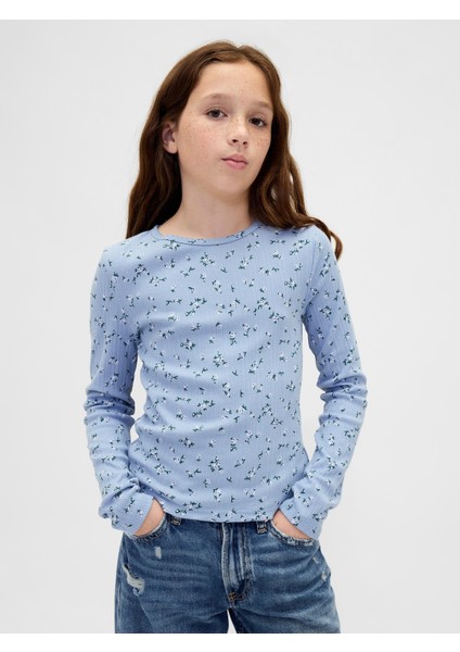 Kız Çocuk Açık Mavi Fitilli T-Shirt