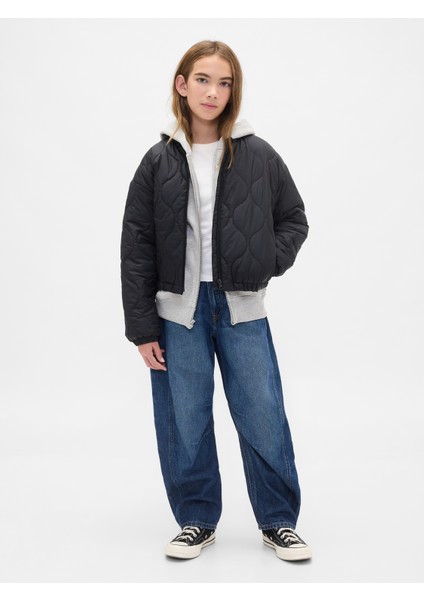 Kız Çocuk Siyah Lightweight Kapitone Puffer Şişme Ceket fırsatları