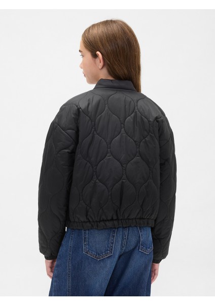 Kız Çocuk Siyah Lightweight Kapitone Puffer Şişme Ceket indirimleri