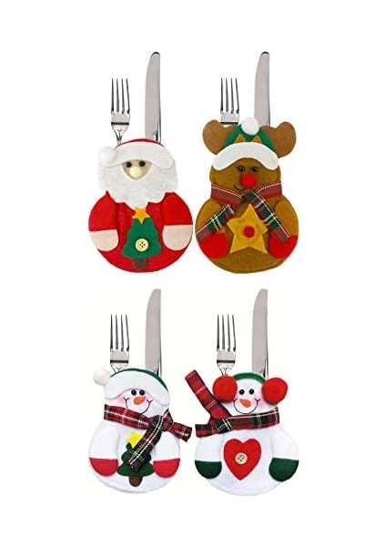 ve 8&apos;li Çatal Bıçak Kılıfı Yemek Masası Için Dekor Süslemeleri Sofra Takımı Malzemeleri Kardan Adamlı Tekrar Kullanılabilir Malzeme (8&apos;li Set) fiyatları