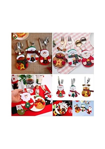 ve 8&apos;li Çatal Bıçak Kılıfı Yemek Masası Için Dekor Süslemeleri Sofra Takımı Malzemeleri Kardan Adamlı Tekrar Kullanılabilir Malzeme (8&apos;li Set) modelleri