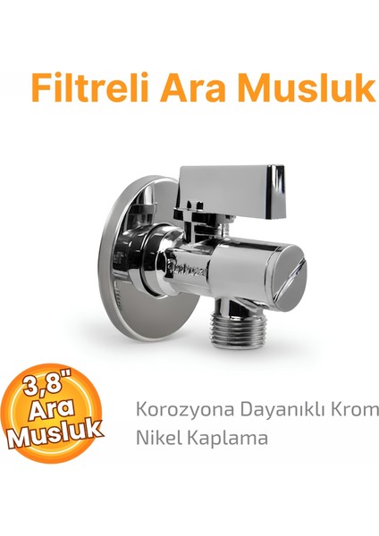Ara Musluk 3/8 Filtreli Pirinç Krom Musluk Çamaşır Bulaşık Banyo Mutfak Ara Musluğu fiyatları