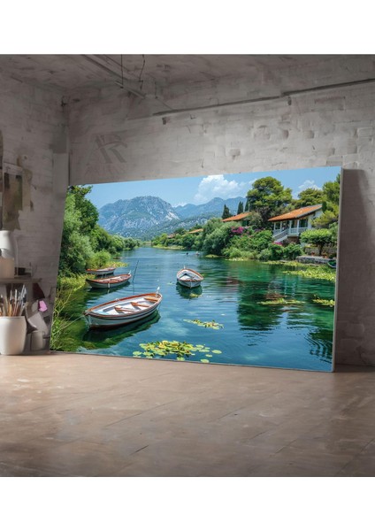 Kanvas Tablo Maviliğin Esintisi Tekne Huzur Dekoratif Manzara Kanvas Tablo 30 x 40