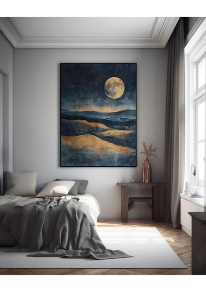 Kanvas Tablo Dağların Üzerinde Ay Gösterişi Dekoratif Kanvas Tablo 50 x 70