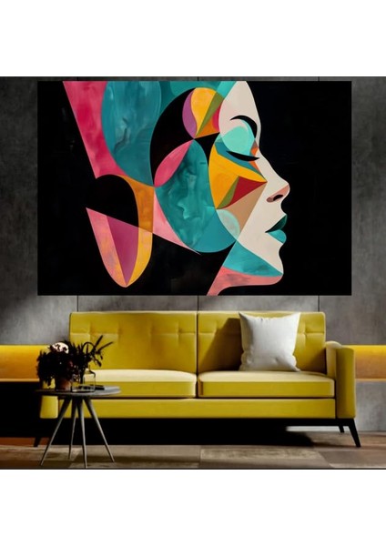 Kadın Temalı Sürreal Sanatsal Dekoratif Duvar Tablosu (70X100 Cm)