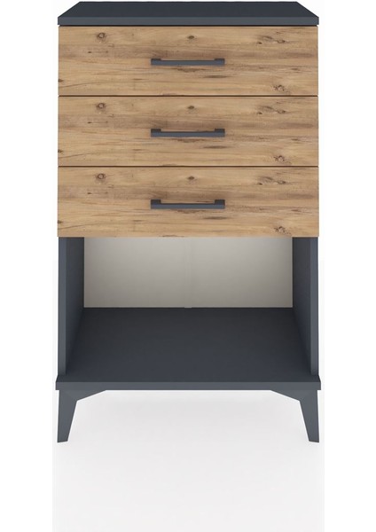 Arges Komodin 3 Çekmeceli 60X30X96 Antrasit-Çam