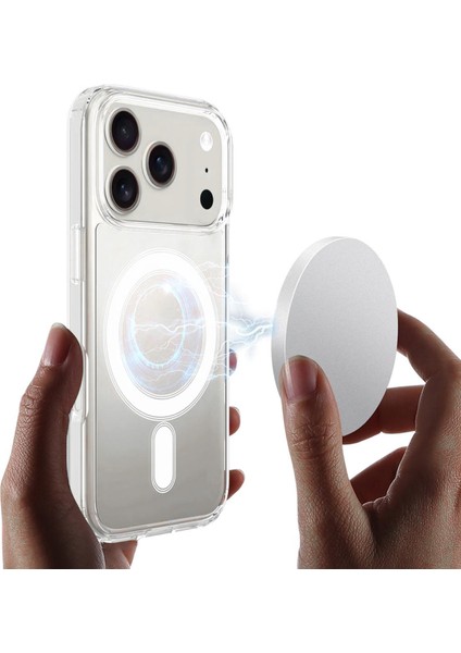 Caseworld Apple iPhone 17 Promax ile Uyumlu Kapak Magsafe Kablosuz Şarj Destekli Şeffaf Silikon Kılıf