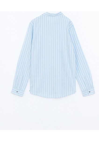Yeni Sezon Çizgili Keten Karışımlı Erkek Çocuk Gömlek modelleri