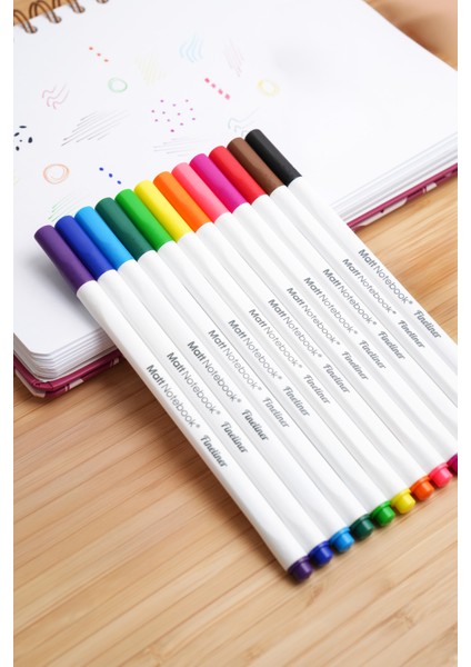 12 Renk Fineliner 0.4 mm Yazı ve Çizim Kalem Seti