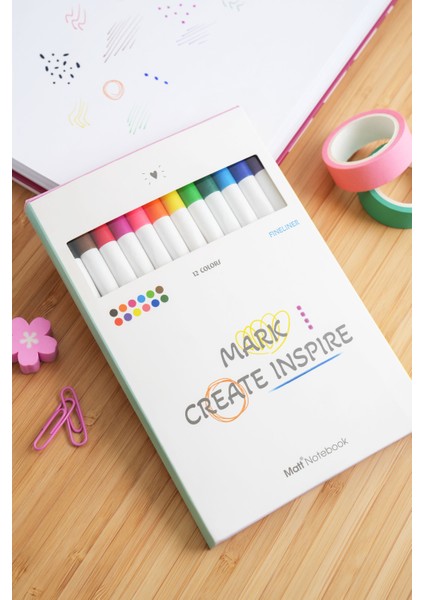 12 Renk Fineliner 0.4 mm Yazı ve Çizim Kalem Seti indirimleri