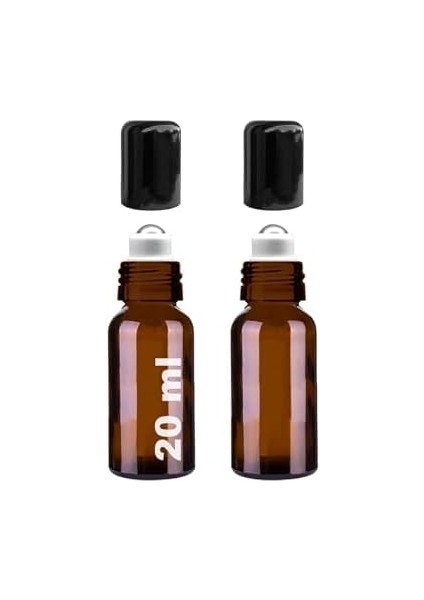 20 ml Çelik Roll On Şişesi 20 cc Sızdırmaz Siyah Kapaklı Cam Şişe 2 Adet (, 20) fiyatları
