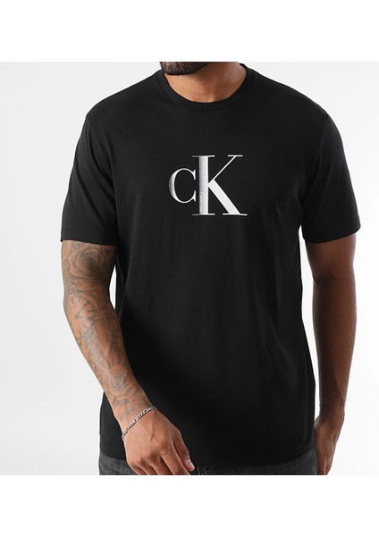 Calvın Kleın Erkek Marka Logolu Organik Pamuklu Günlük Kullanıma Uygun Siyah T-Shirt LV04RC857G Ub1