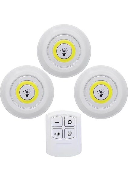 3&apos;lü Uzaktan Kumandalı Kablosuz LED Spot Lambalar – Pratik ve Şık Aydınlatma Çözümü