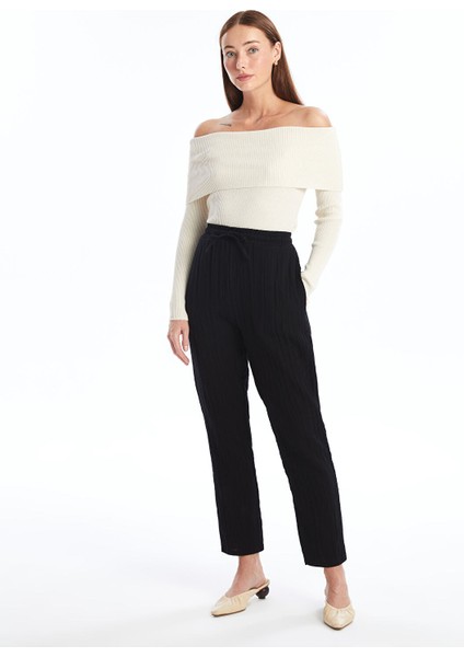 Yeni Sezon Kadın Beli Lastikli Düz Pantolon