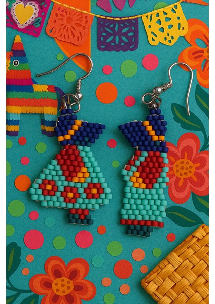 Renkli Figür Tasarımlı Miyuki Boncuk Küpe - El Yapımı modelleri