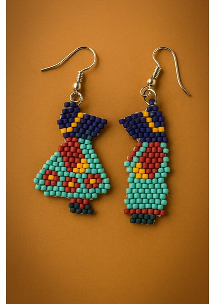 Renkli Figür Tasarımlı Miyuki Boncuk Küpe - El Yapımı indirimleri