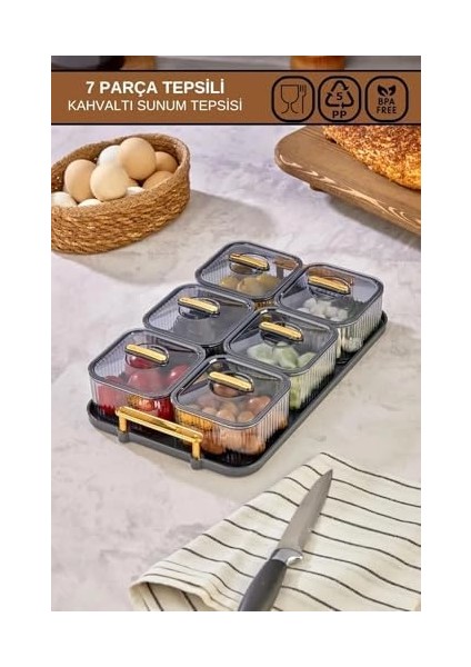 Tepsili Lüx 6 Bölmeli Kahvaltılık Seti, Şık ve Fonksiyonel Akrilik Tepsili Lüks 6 Bölmeli Kahvaltılık Seti - Kahvaltı Keyfinizi Artırın! fiyatları