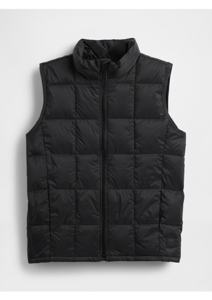 Erkek Çocuk Siyah Recycled Lightweight Puffer Şişme Yelek