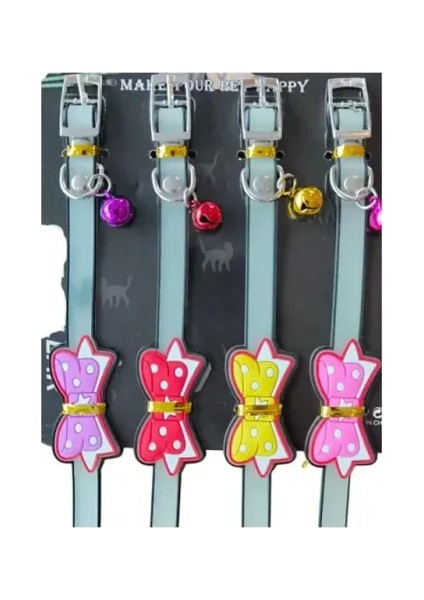 Kurdeleli ve Zilli Silikon Kedi Tasması