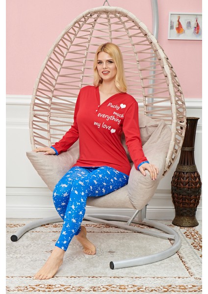 Bayan Uzun Kollu Pijama Takımı Model No 7584