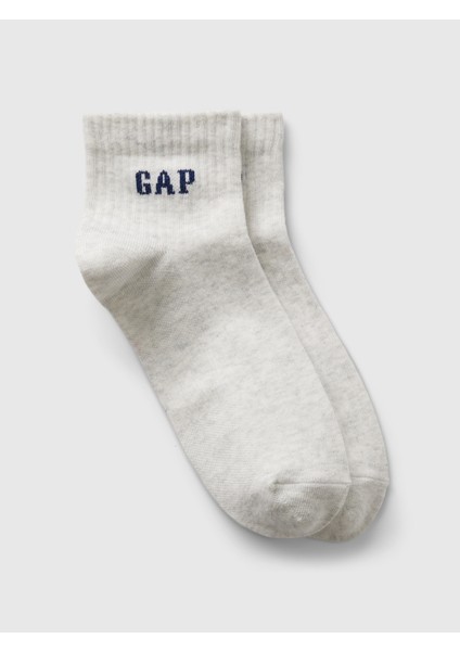 Kadın Gri Gap Logo Quarter Crew Çorap